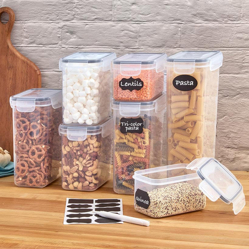 Pantry Food Storage Containers with Labels – Set of 7