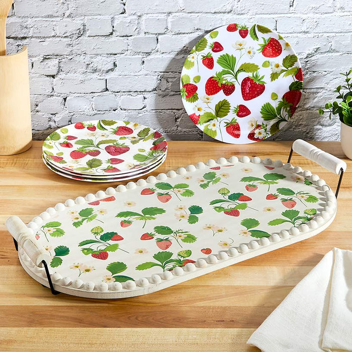 Fresh off the Vine Strawberry Pattern Plates or Beaded Wooden Serving ...