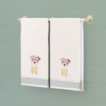 I Woof You Embroidered Hand Towels, Set of 2