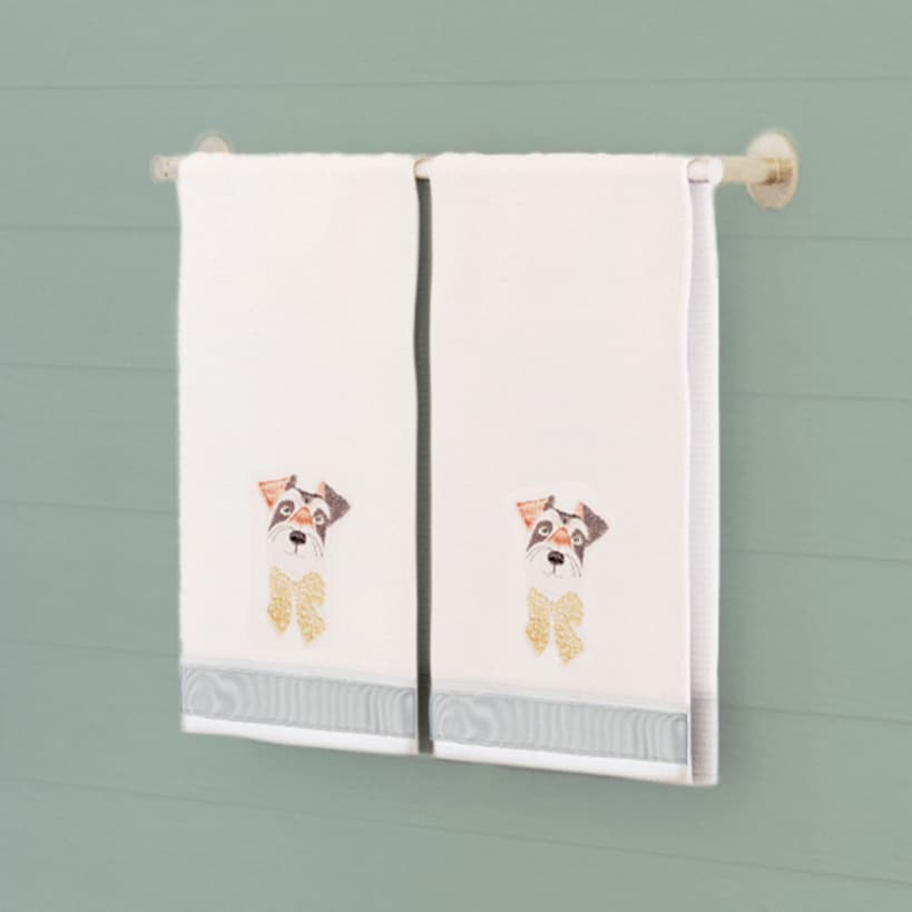 I Woof You Embroidered Hand Towels, Set of 2