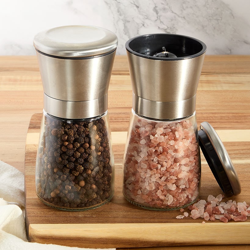 Stainless Steel Salt and Pepper Grinder Set Refillable