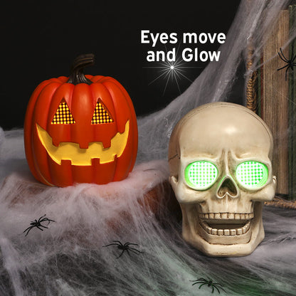 Halloween Jack-O'-Lantern Or Skull Tabletop Decor Animated LED Eyes
