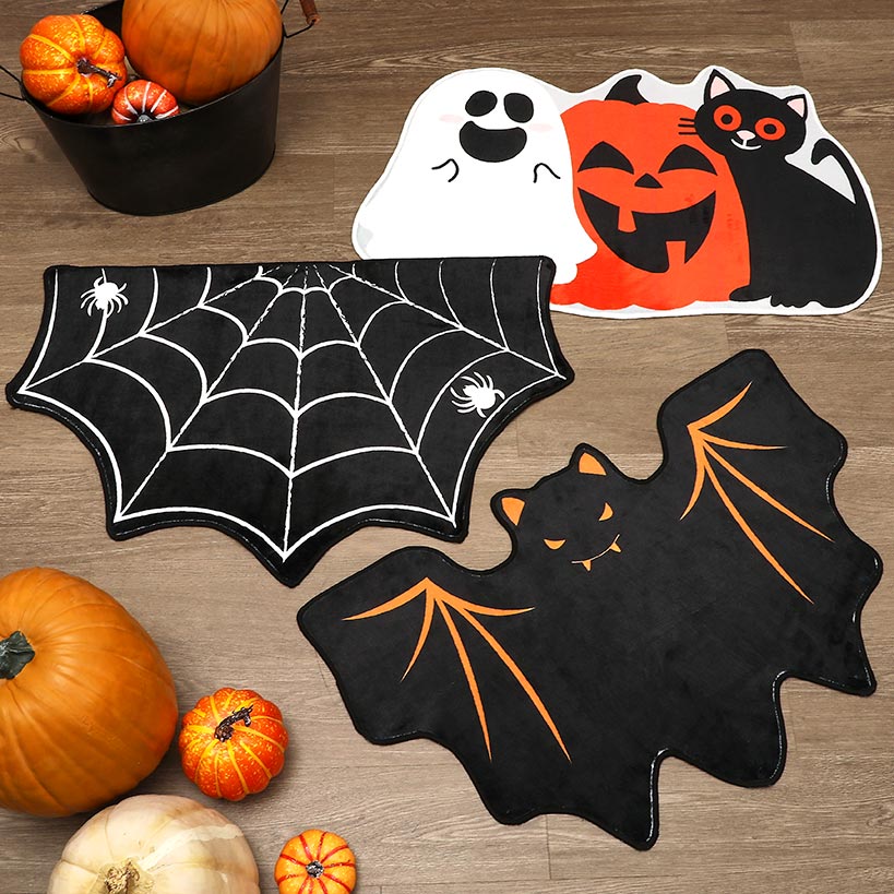 Halloween Themed Novelty Shaped Accent Kitchen Rug with Non-Skid Backing