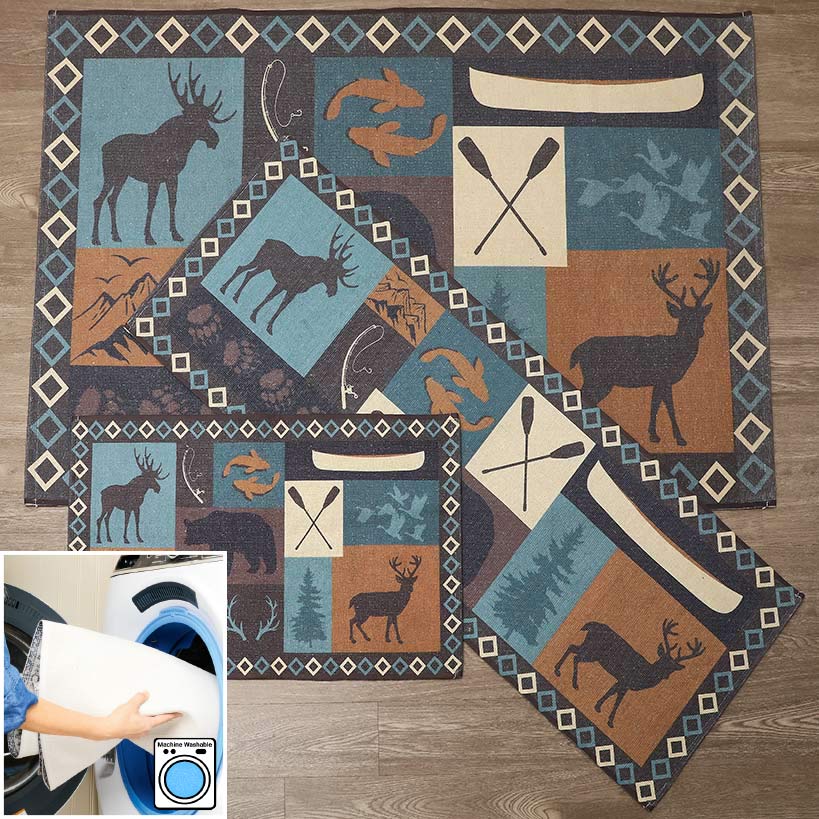 Moose Lodge Washable Area Rug, Accent Rug or Runner Rug