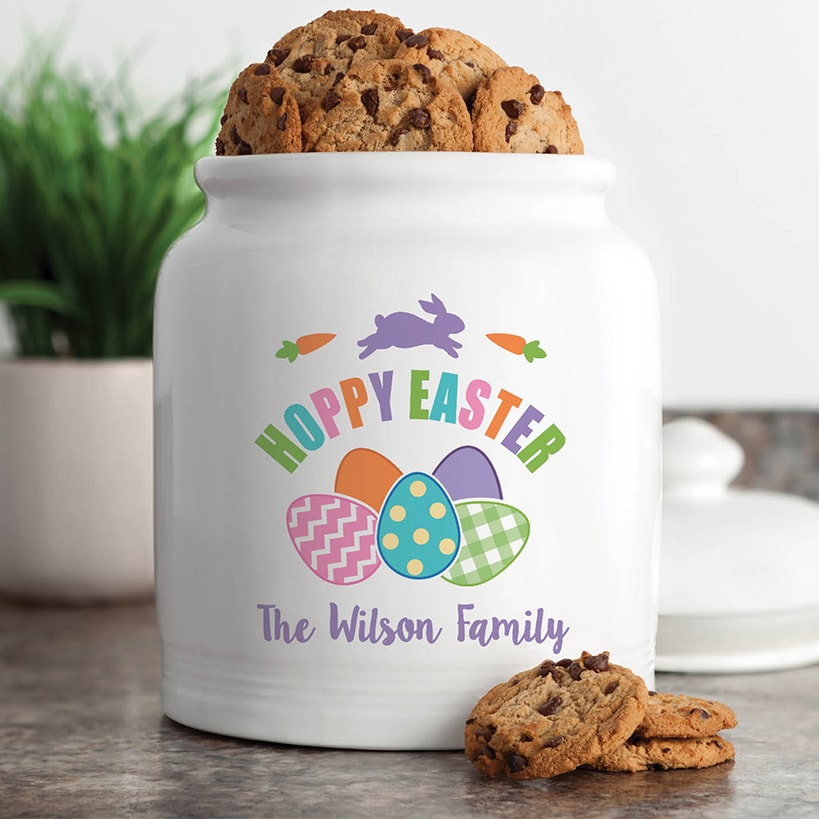 Personalized Colorful Hoppy Easter Cookie Jar