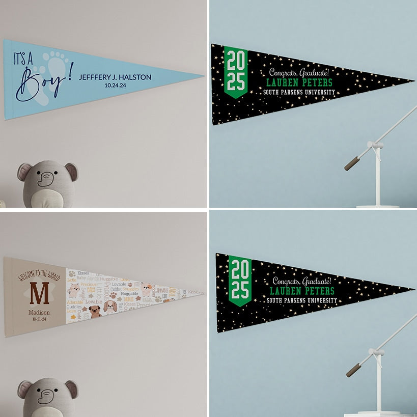Personalized Word Art Felt Pennant Banner Flag