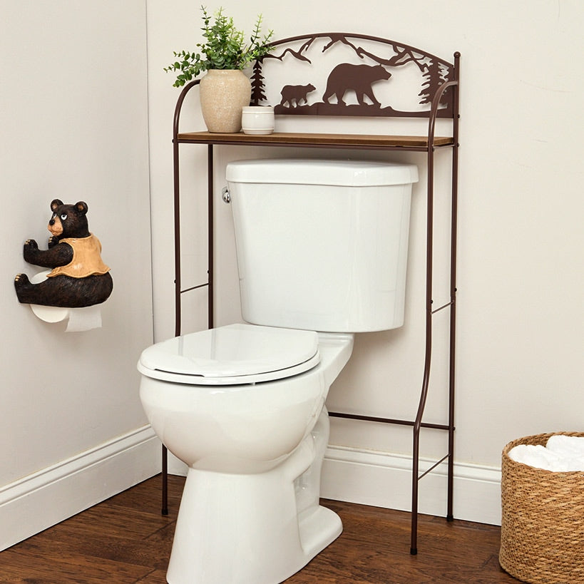 Rustic Lodge Bear Over-the-Toilet Space Saver