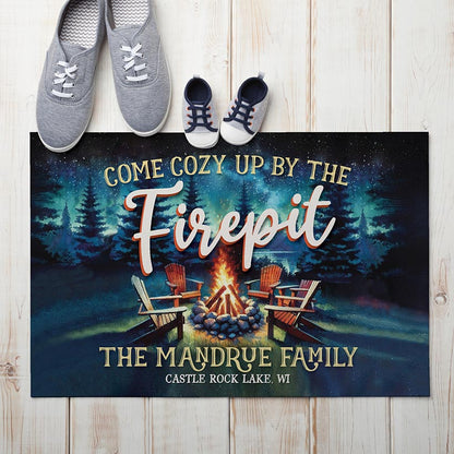 Personalized Cozy Fire Pit Thin Doormat