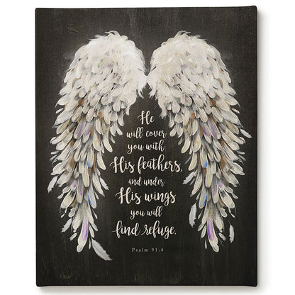 Religious He Will Cover You With His Feathers Canvas