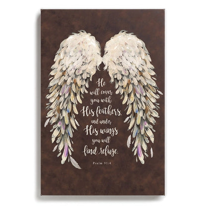 Religious He Will Cover You With His Feathers Canvas