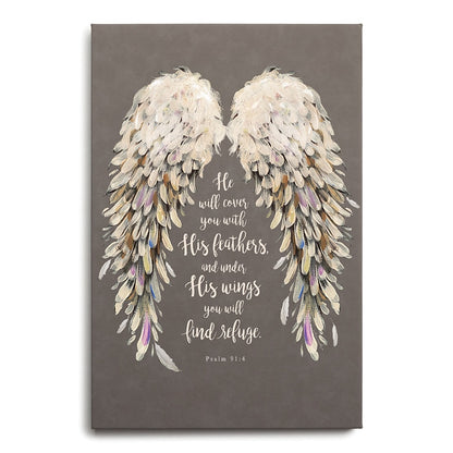 Religious He Will Cover You With His Feathers Canvas