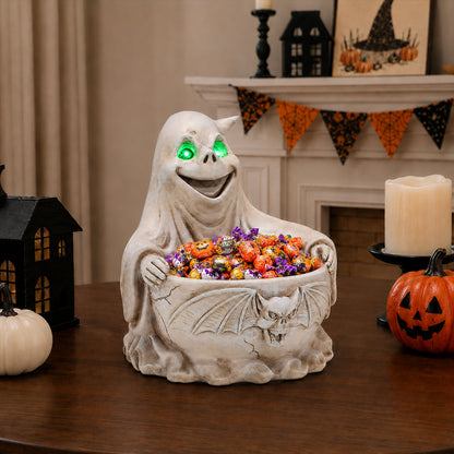 Halloween Ghost Storage Bowl Figurine, Spooky Candy Dish with LED Light for Halloween Party - image 15