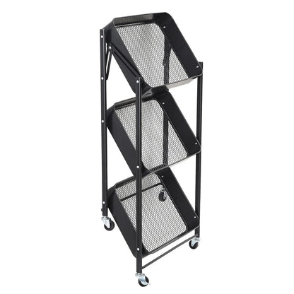 3-Tier Rolling Metal Storage Organizer Mobile Utility Cart