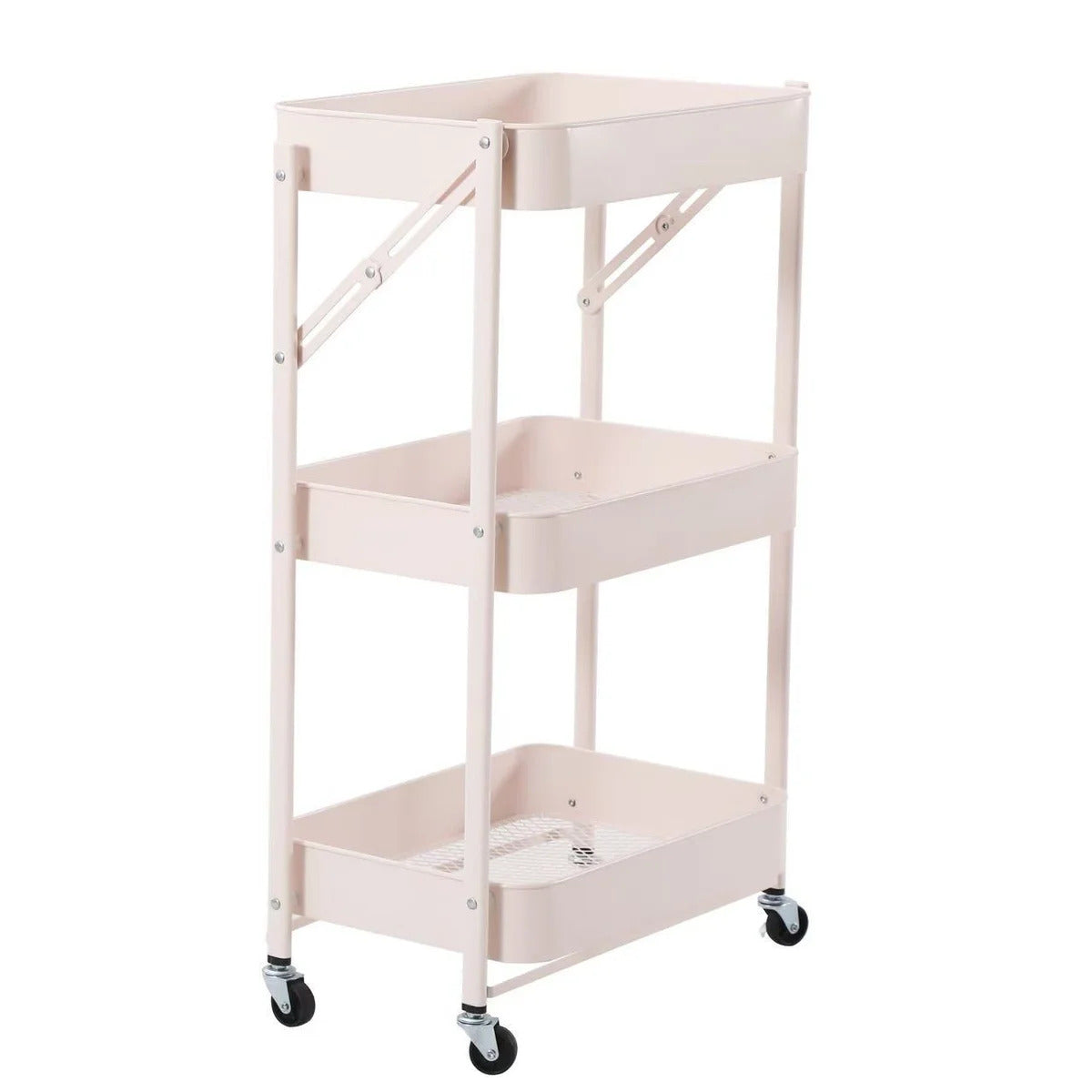 3-Tier Rolling Metal Storage Organizer Mobile Utility Cart