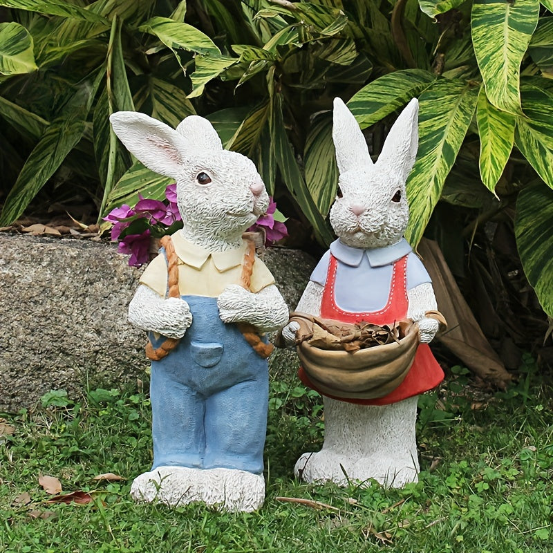 Simulated Pink Rabbit Statue Flower Pot Ornament, 17 in Resin Crafts Garden Sculpture Decor, Household Guardian Figurine, Ideal Gift for Independence Day for Yard Home Outdoor Decor - image 16