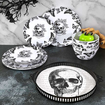 Gothic Elegance Halloween Skull Serving Tray