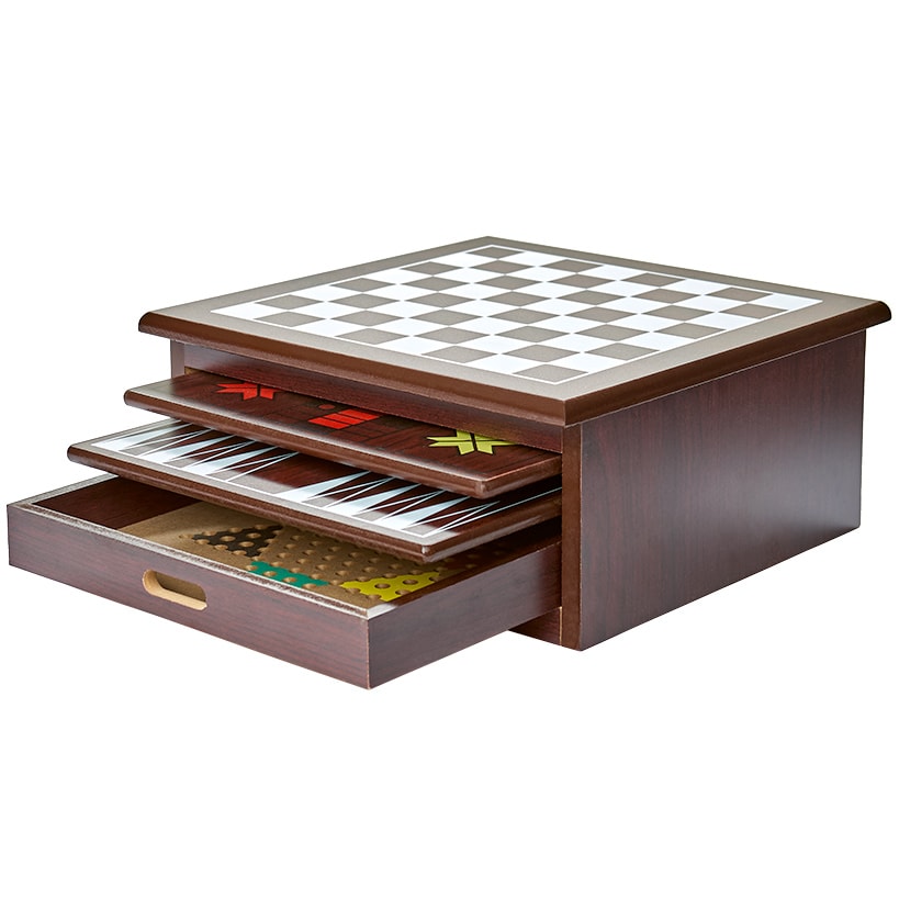 Wooden 15-in-1 Game Center - Family Fun with Chess, Checkers, and More