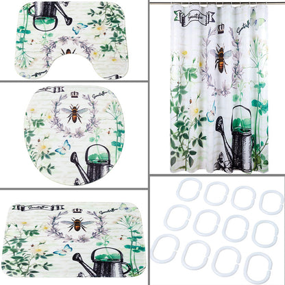 Honey Bee Memory Foam Bath Rugs and Shower Curtain 16-Pc. Set