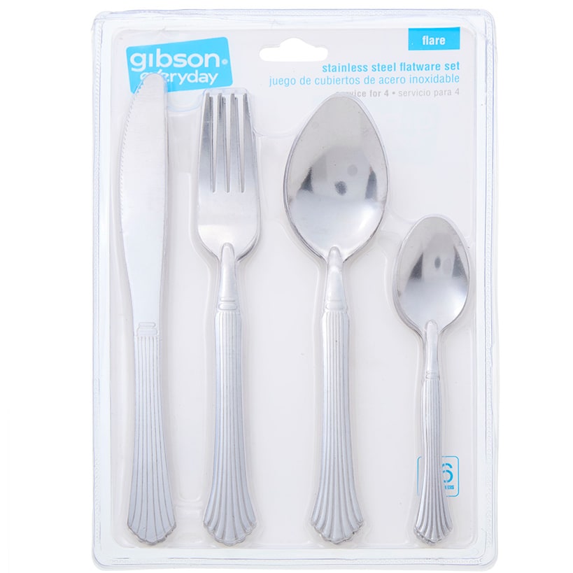 Gibson Everyday Stainless Steel Silver Flatware Set - 16-Pc.