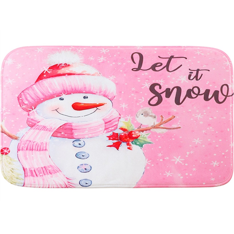 Memory Foam Bath Rugs & Shower Curtain Complete 16-Pc Set Let It Snow
