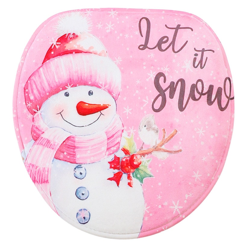Memory Foam Bath Rugs & Shower Curtain Complete 16-Pc Set Let It Snow