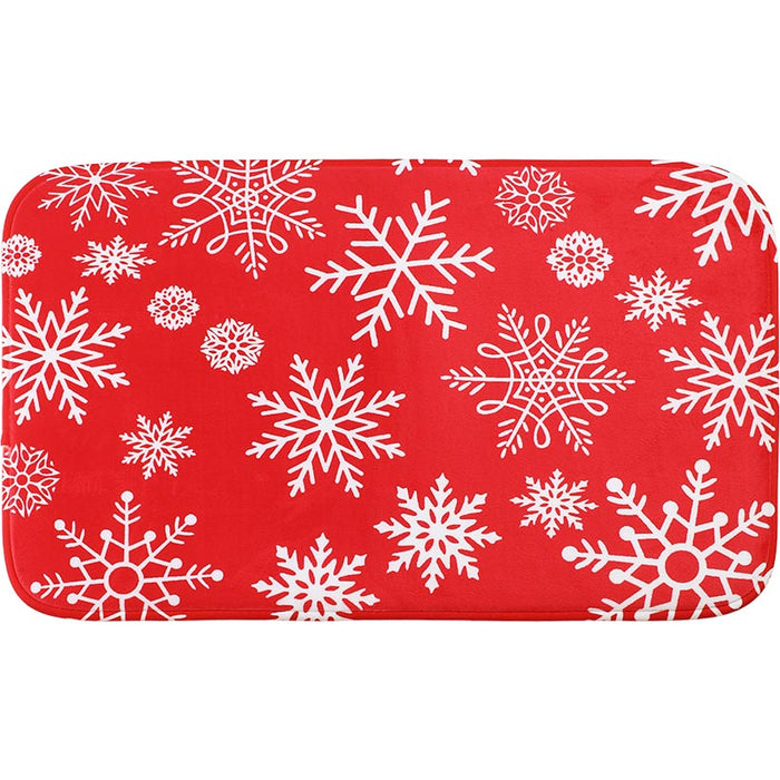 Memory Foam Bath Rugs & Shower Curtain Complete 16-Pc Set Red Snowflake ...