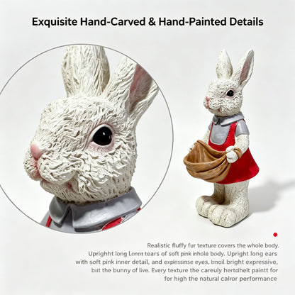 Simulated Pink Rabbit Statue Flower Pot Ornament, 17 in Resin Crafts Garden Sculpture Decor, Household Guardian Figurine, Ideal Gift for Independence Day for Yard Home Outdoor Decor - image 3