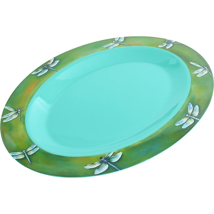 Charming Green Dragonfly Serving Platter in Melamine