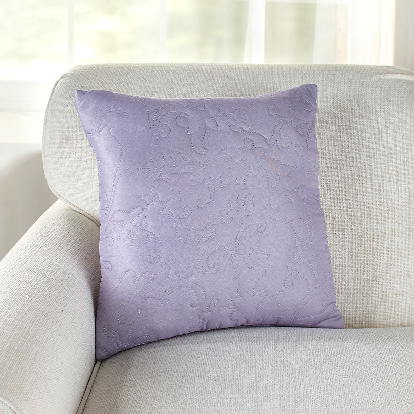18" Quilted Damask Seafoam Blue Accent Pillow