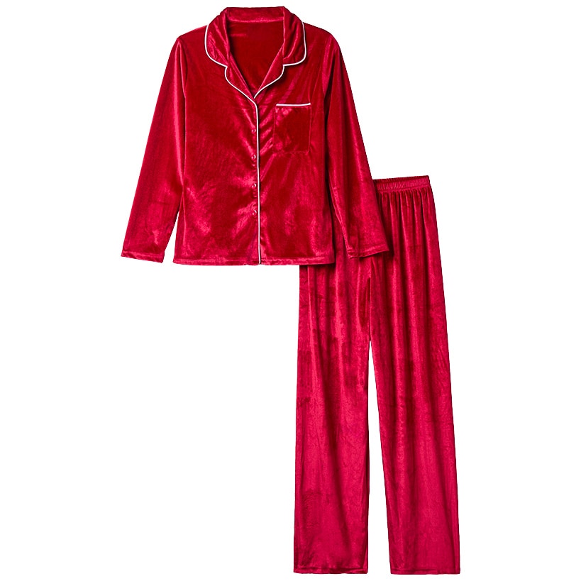 Velour Pajama Set 2 Pieces Red Purple#select-color_red