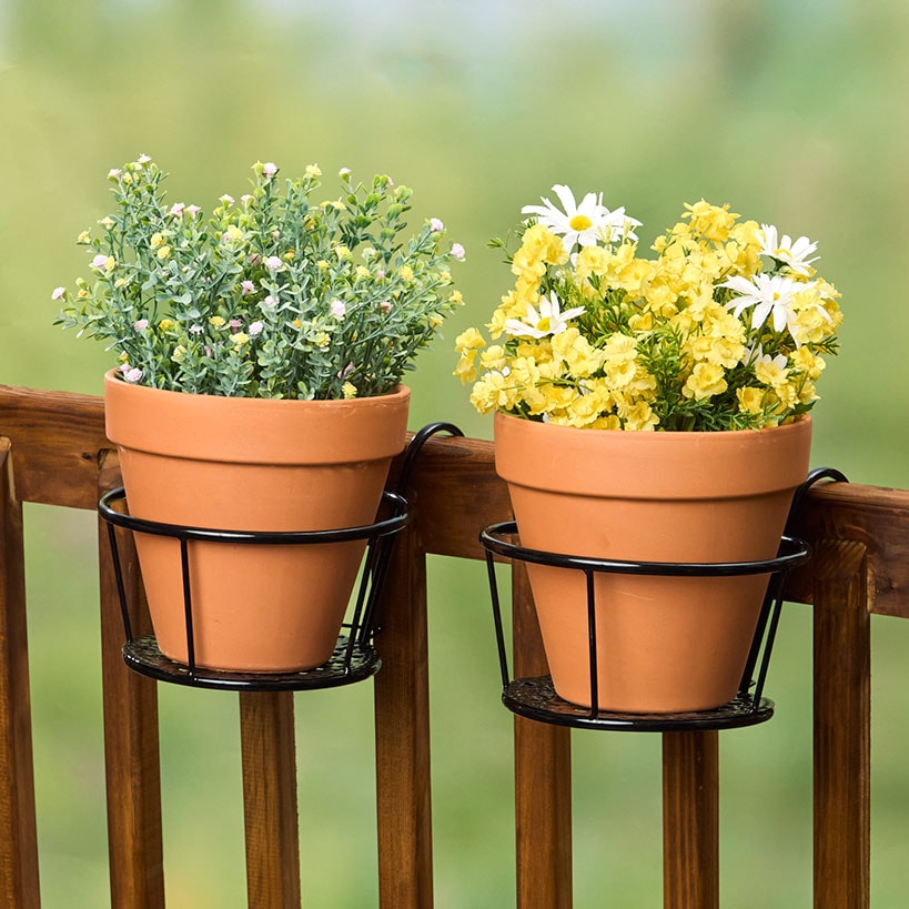 Railing Flower Pot Holders for Balcony or Deck 2 Pk#select-color_black