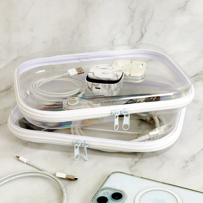 Clear Hard Plastic Zipper Container for Travel - 2-Pk.