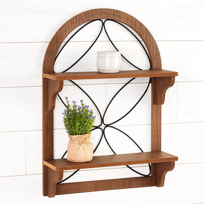 Decorative Wood-Like Console Table or Matching Shelf with Metal Scroll
