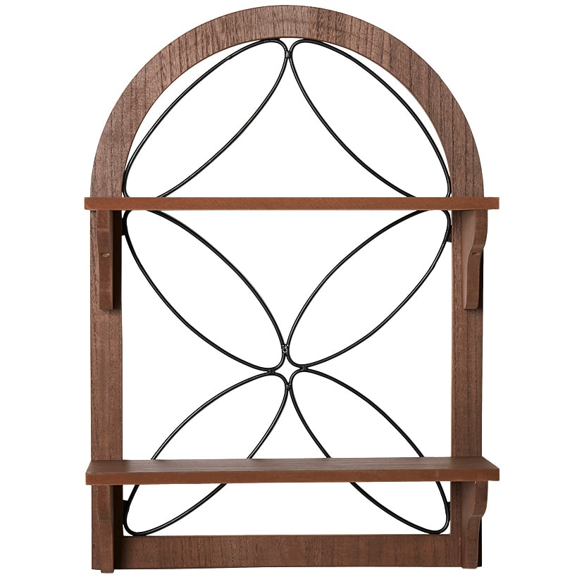 Decorative Wood-Like Console Table or Matching Shelf with Metal Scroll