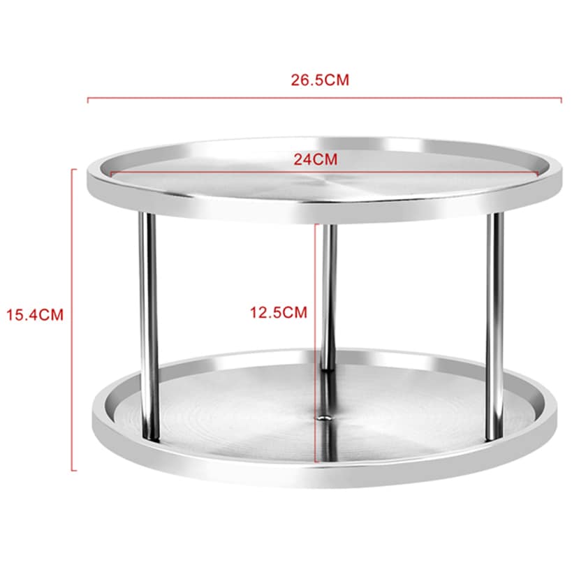 Lazy Susan Turntable Organizer 2-Tier Rotating Rack