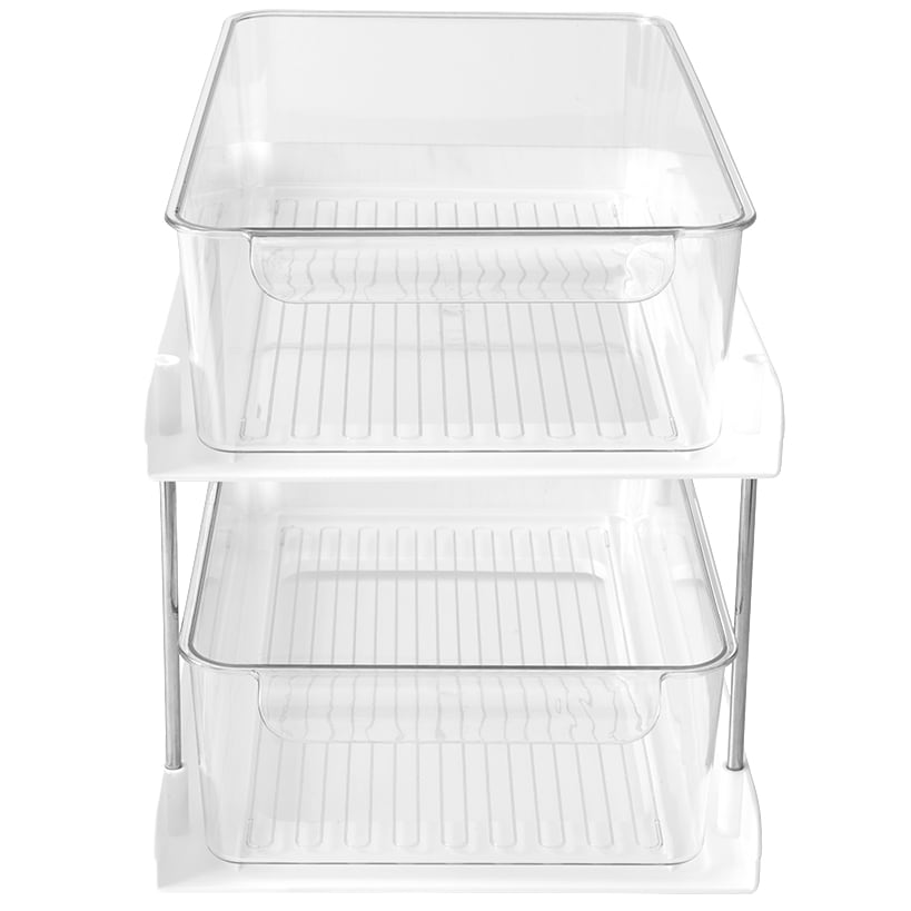 Sliding Plastic Drawer Storage Organizer - 2-Tier