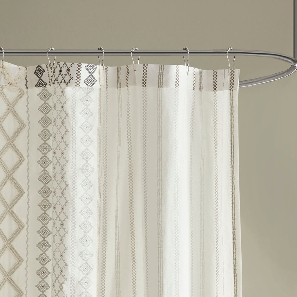 Cotton Printed Shower Curtain with Chenille - image 5