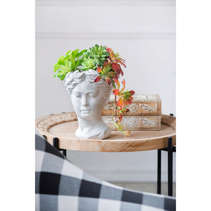 Greek Style Cement Head Planter - Indoor Outdoor Home Garden Decor, D6" x 9" - image 14