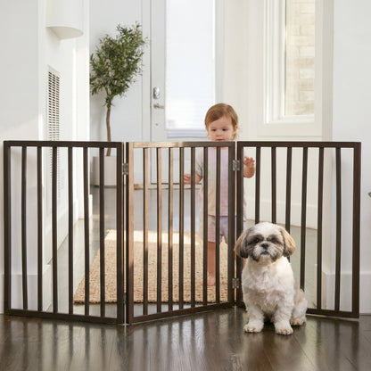 Folding 3 Panel Dog Gate - Indoor, Slim, Safe, Efficient for Doorways