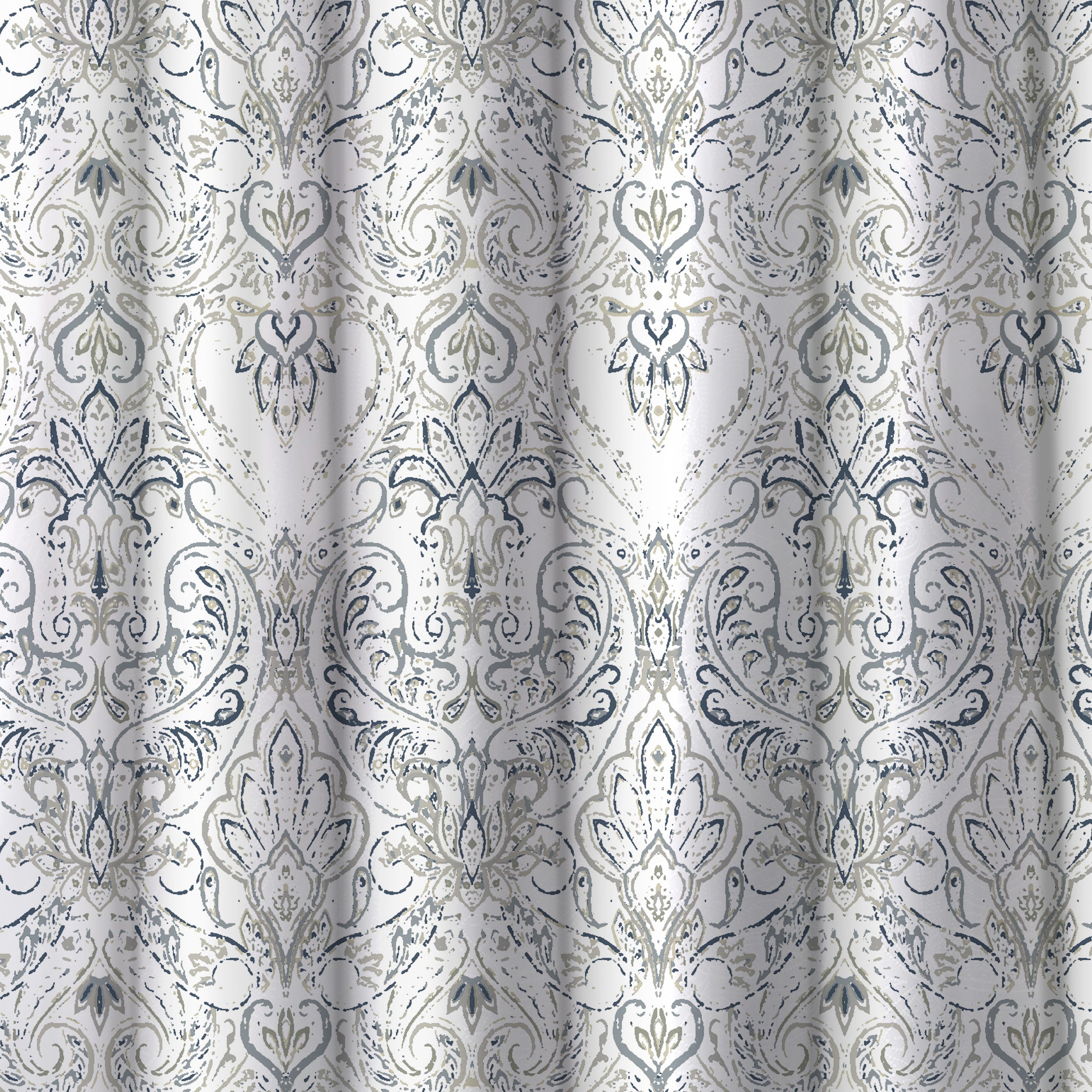 Homewear Medallion Cotton Duck Shower Curtain with Buttonhole Top