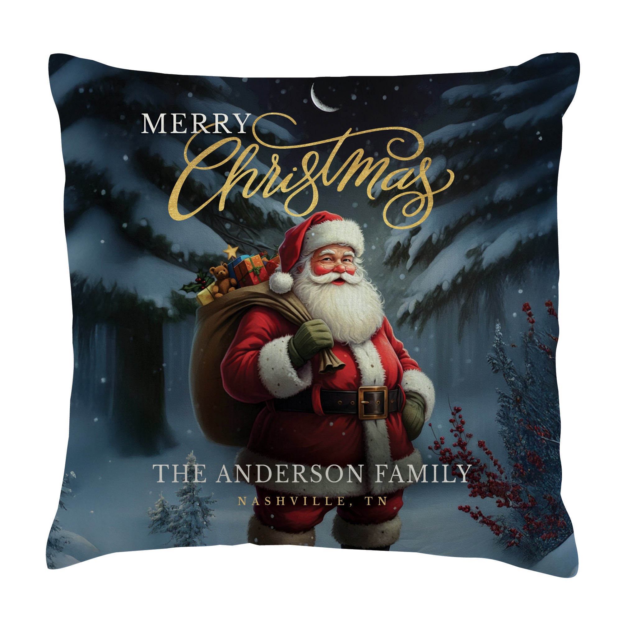 Personalized Merry Christmas Santa 14" Throw Pillow