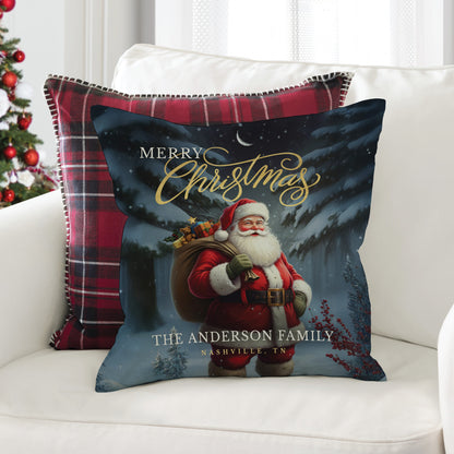 Personalized Merry Christmas Santa 14" Throw Pillow