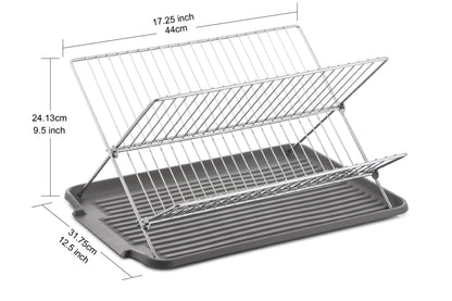 17 Inch X Shaped Stainless Steel 2-Tier Dish Rack for Kitchen Counter
