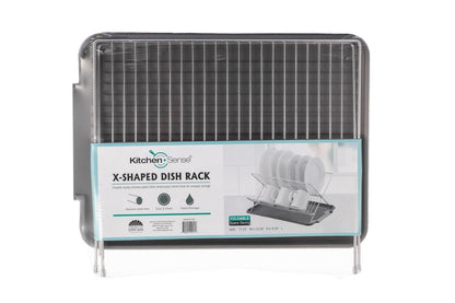 17 Inch X Shaped Stainless Steel 2-Tier Dish Rack for Kitchen Counter