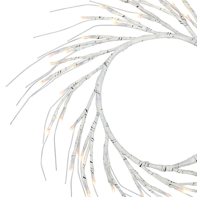 Lighted Winter Birch Branch Wreath 24"