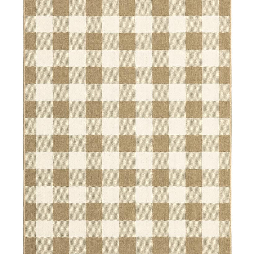Indoor/Outdoor Beige Buffalo Plaid Rug