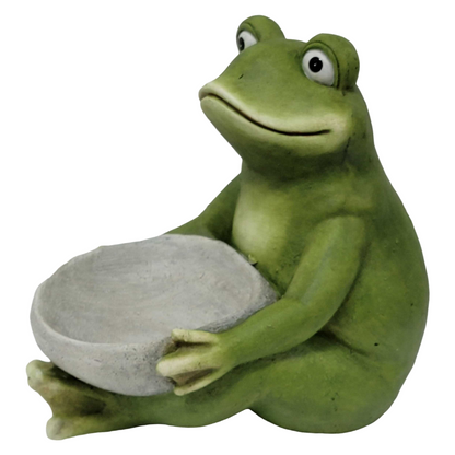 15'' Moss Green Frog Statue Holding Bowl, Cute Animal Bird Feeder Figurine, Outdoor Garden Landscape Sculpture Ornament for Front Porch, Backyard Lawn, Patio, Walkway Home Decor - image 10