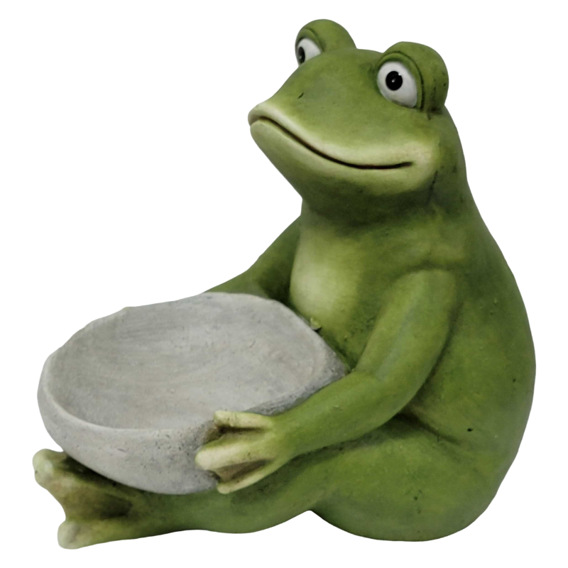 15'' Moss Green Frog Statue Holding Bowl, Cute Animal Bird Feeder Figurine, Outdoor Garden Landscape Sculpture Ornament for Front Porch, Backyard Lawn, Patio, Walkway Home Decor - image 10
