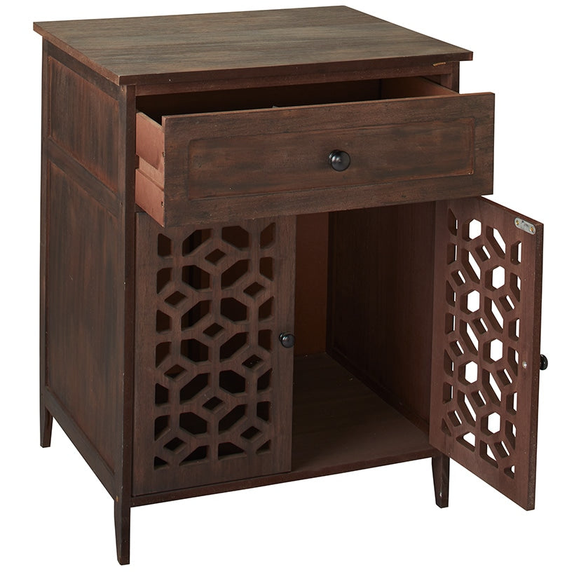 2-Door Carved Wood Cabinet
