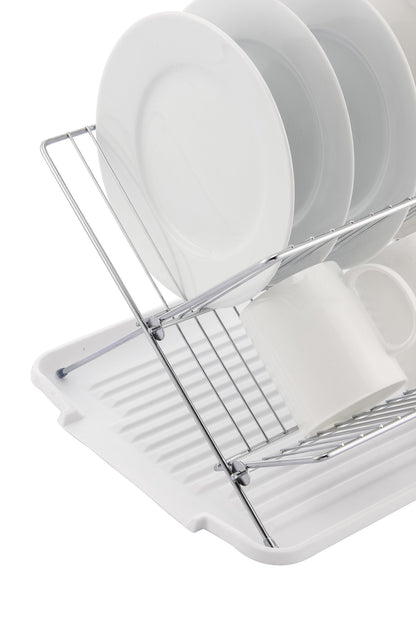 17 Inch X Shaped Stainless Steel 2-Tier Dish Rack for Kitchen Counter